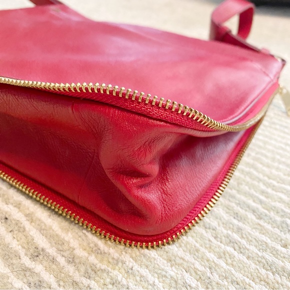 Fossil Piper Expandable Red Leather Crossbody Satchel - Picture 4 of 15